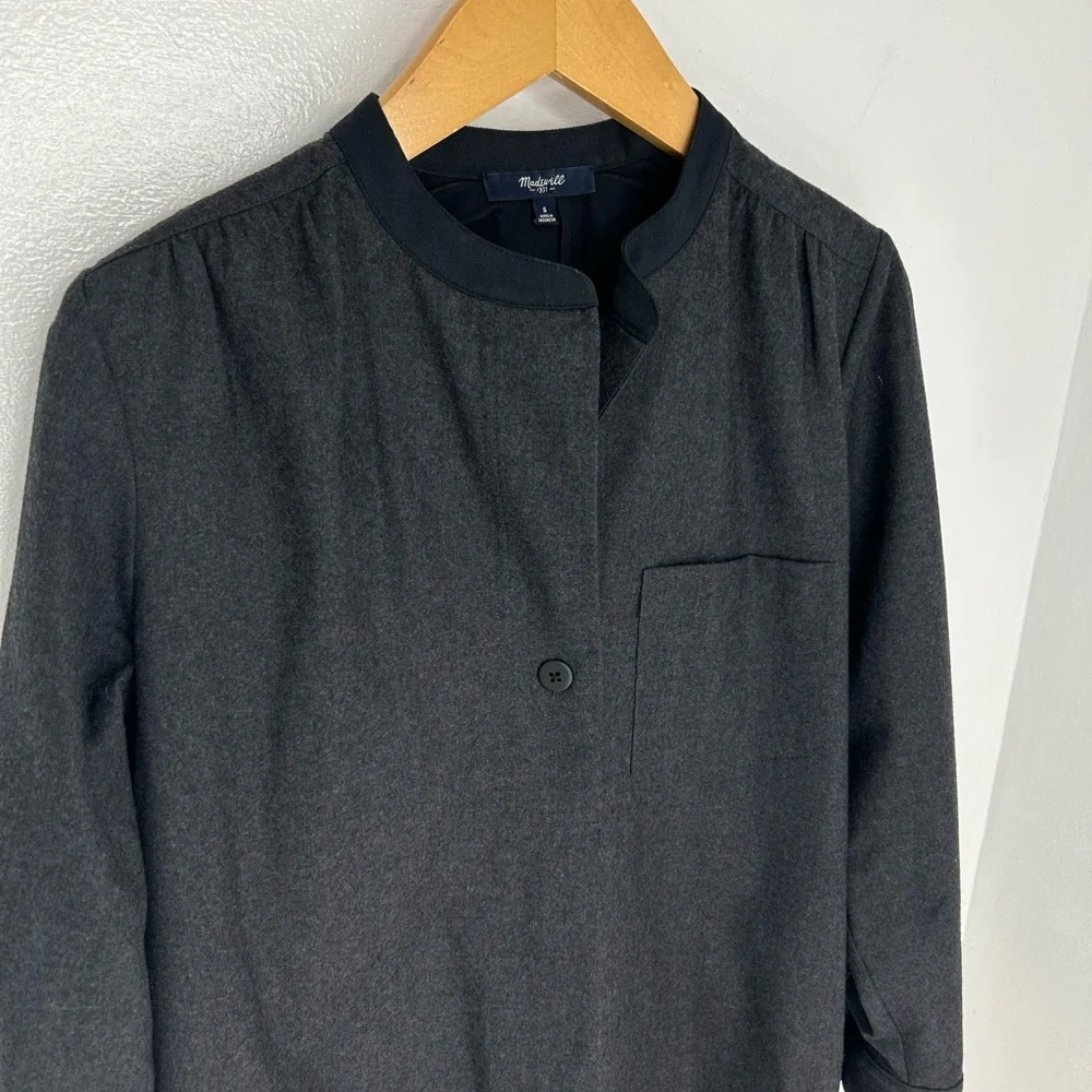Madewell Latitude Shirt Shift Dress Size Small Pockets Wool Blend Lined Office - Picture 3 of 10